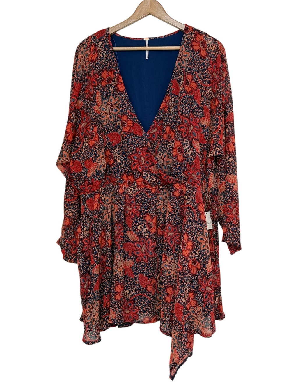 Free People Boho Floral Wrap Style Mini Dress Medium NWT